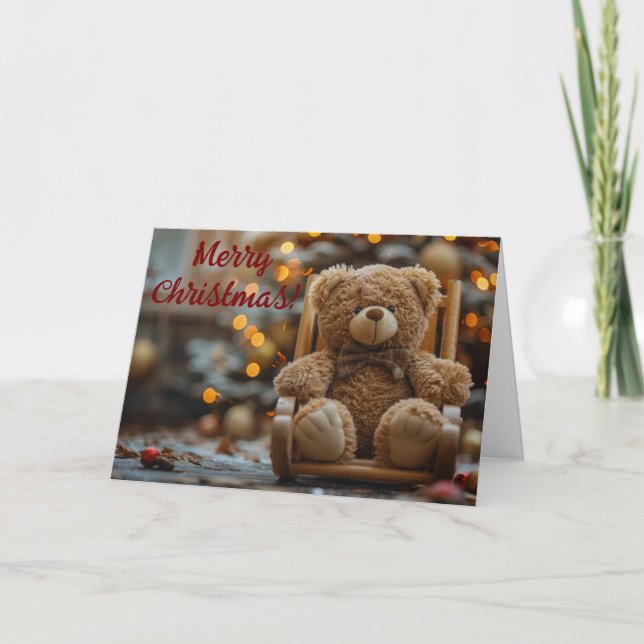 Remerciements Carte de Noël avec un ours en peluche mignon (Devant)