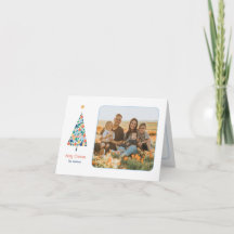 Carte de Noël avec un petit sapin de Noël coloré