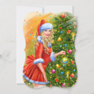 Remerciements Carte de Noël.Belle fille