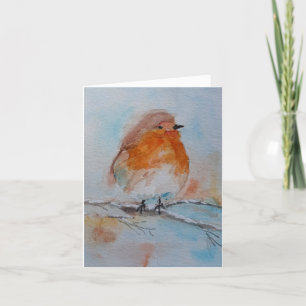 Remerciements Carte de Noël d'Aquarelle d'oiseau de poulet