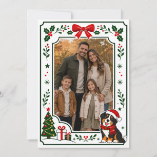 Remerciements Carte de Noël de famille avec un chien de montagne