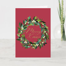 Carte de Noël Joyeuse Tartan traditionnel Wreath