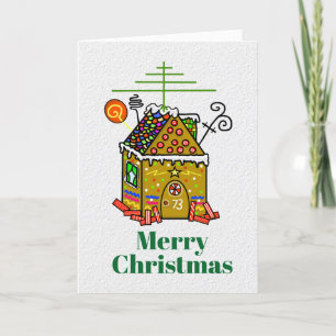 Remerciements Carte de Noël Maison en Pain d'Épices avec Antenne
