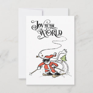 Remerciements Carte de Noël Père Noël Skiing
