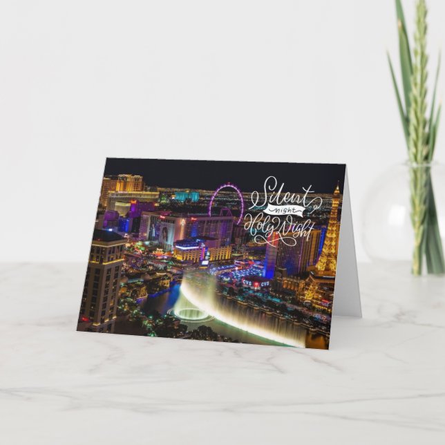Remerciements Carte de Noël Silence Night Las Vegas (Devant)