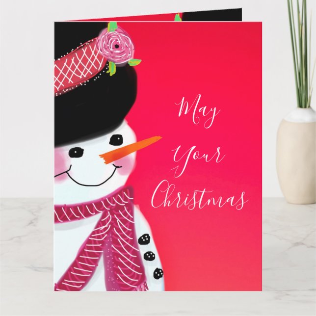 Remerciements Carte de Noël Snowman (Devant)