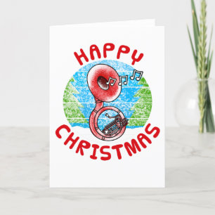 Remerciements Carte de Noël Sousaphone musicien de laiton