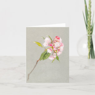 Remerciements Carte de note blanche en fleurs de laurier de mont