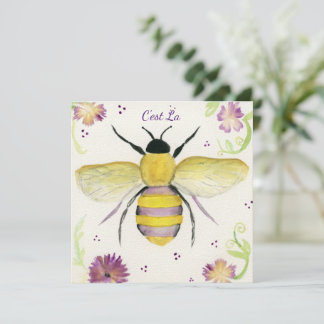 Remerciements Carte de note d'Abeille de miel d'aquarelle