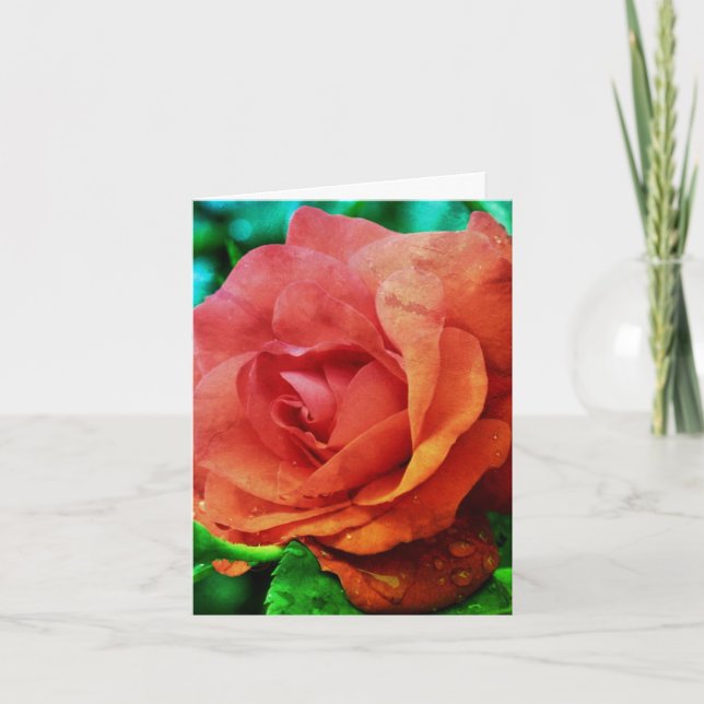 Remerciements Carte de note d'art Abstraite Rose rouge (Devant)