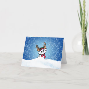 Remerciements Carte de note de Noël Bichon Frise Reindeer