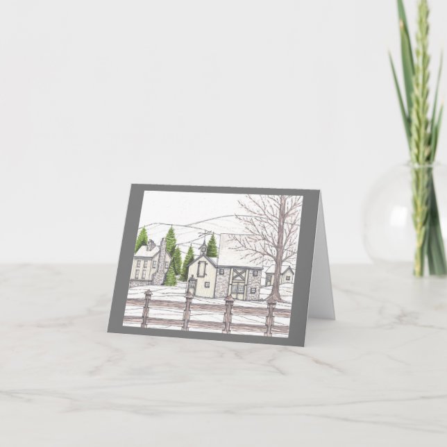 Remerciements Carte de note Gris de la ferme en pierre (Devant)