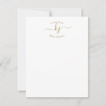 Carte de note initiale minimaliste Gold White 2 Mo
