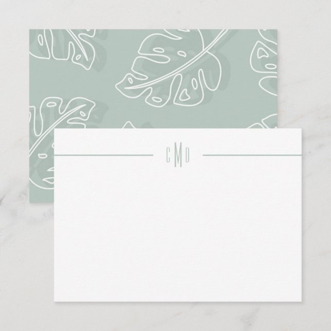 Remerciements Carte de note Monogramme minimale pour feuille Mon (Devant / Derrière)