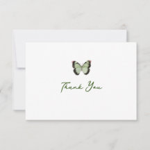 Carte de note Papillon aquarelle (vert)