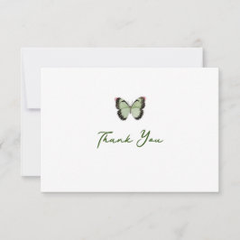 Remerciements Carte de note Papillon aquarelle (vert)