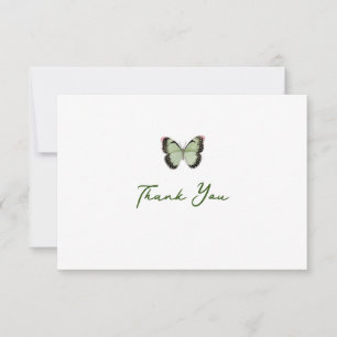 Remerciements Carte de note Papillon aquarelle (vert)