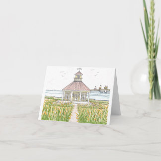 Remerciements Carte de note pliée Cottage de plage jaune