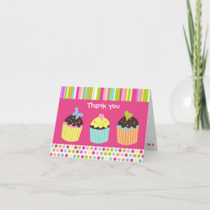 Remerciements Carte de note pliée par petit gâteau mignon doux