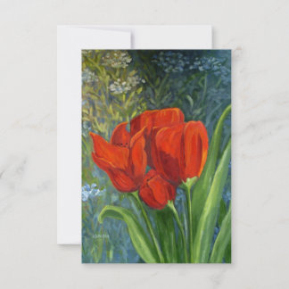 Remerciements Carte de note pour tulipes rouges - Art original -