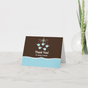 Remerciements Carte de notes Blue & Brown Mobile Thank you
