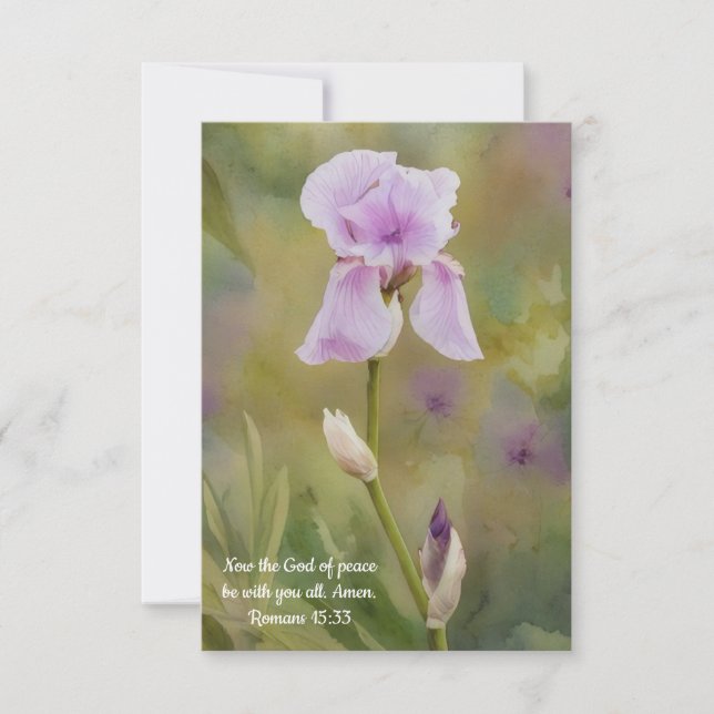 Remerciements Carte de notes de texte de la Bible Fleur Iris vio (Devant)