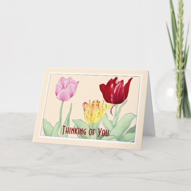 Remerciements Carte de notes pour les trois tulipes et les plant (Devant)