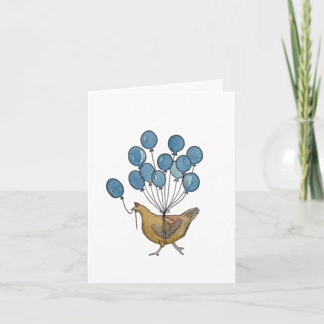 Remerciements carte de poulet et de ballons d'anniversaire (Devant)