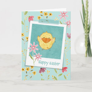 Remerciements Carte de poussette et de fleurs de Pâques