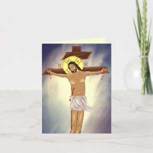 Remerciements Carte de prière avec le Christ en croix