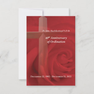 Remerciements Carte de prière Rose du 40e anniversaire devant