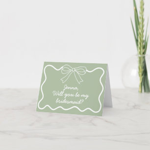 Remerciements Carte de proposition Sage Green Retro Wave Bridesm