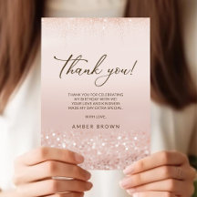 Carte de remerciement 70e anniversaire Rose Gold G