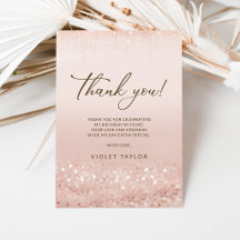 Carte de remerciement 80e anniversaire Rose Gold G
