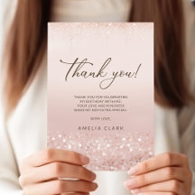 Carte de remerciement 90e anniversaire Rose Gold G