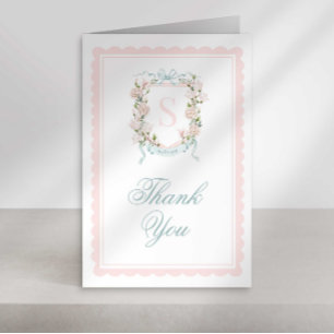 Remerciements Carte de remerciement à crête de monogramme à nœud