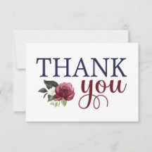 Carte de remerciement à fleurs en aquarelle marine