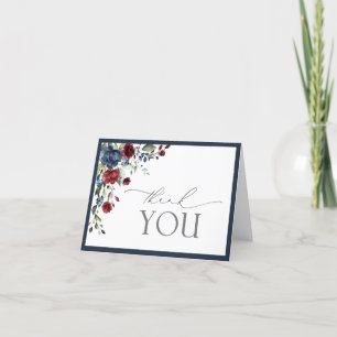 Remerciements Carte de Remerciement à Motif Floral et Écriture S
