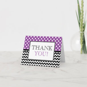 Remerciements Carte de remerciement à pois violets et chevron