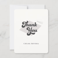Carte de remerciement à pompon noir et blanc