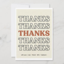 Carte de remerciement à typographie empilée Rétro