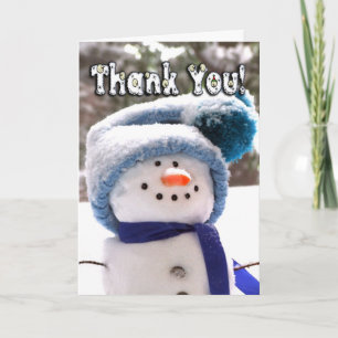 Remerciements Carte de remerciement adorable de snowman fait mai