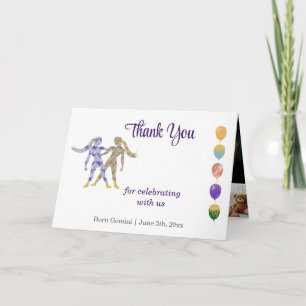 Remerciements Carte de remerciement anniversaire 1 an Gemini Or 