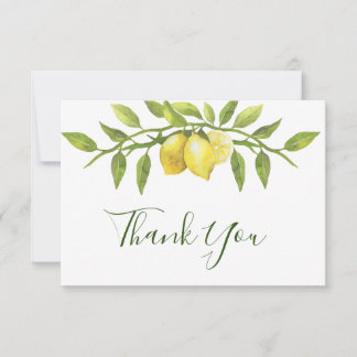 Remerciements Carte de remerciement aquarelle Citrons & Verdure