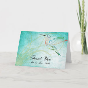 Remerciements Carte de remerciement aquarelle Colibri d'eau Aqua