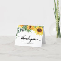 Carte de remerciement aquarelle tournesol moderne