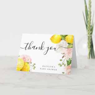 Remerciements Carte de remerciement au citron avec des fleurs ro