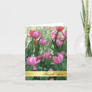 Remerciements Carte de remerciement aux tulipes roses aquarelle