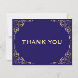 Remerciements Carte de remerciement avec cadre pailleté bleu mar