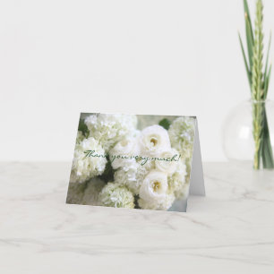Remerciements carte de remerciement avec hortensias blancs et re